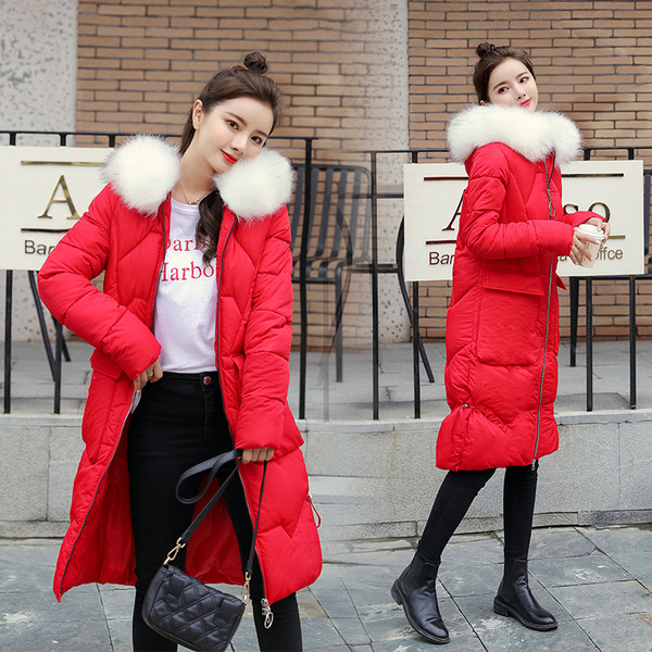 Μοντέρνο μακρύ μοντέλο γυναικείου μπουφάν με κουκούλα και τσέπες σε διάφορα χρώματα