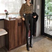 Γυναικείο Casual κολάν από συνθετικό δέρμα σε μαύρο χρώμα