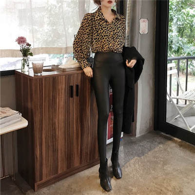 Γυναικείο Casual κολάν από συνθετικό δέρμα σε μαύρο χρώμα