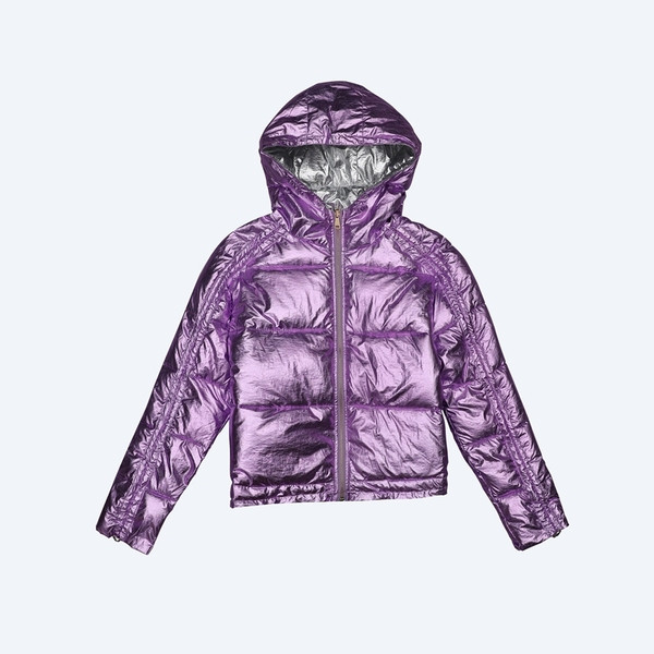 HIT Jachetă modernă de iarnă pentru femei, cu puf colorat pe glugă în mai multe culori diferite