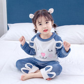 Χειμερινή παιδική πιτζάμα για κορίτσια σε μπλε και ροζ χρώμα