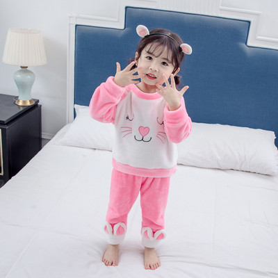 Χειμερινή παιδική πιτζάμα για κορίτσια σε μπλε και ροζ χρώμα