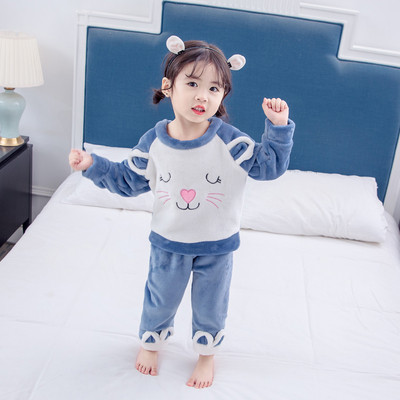 Χειμερινή παιδική πιτζάμα για κορίτσια σε μπλε και ροζ χρώμα