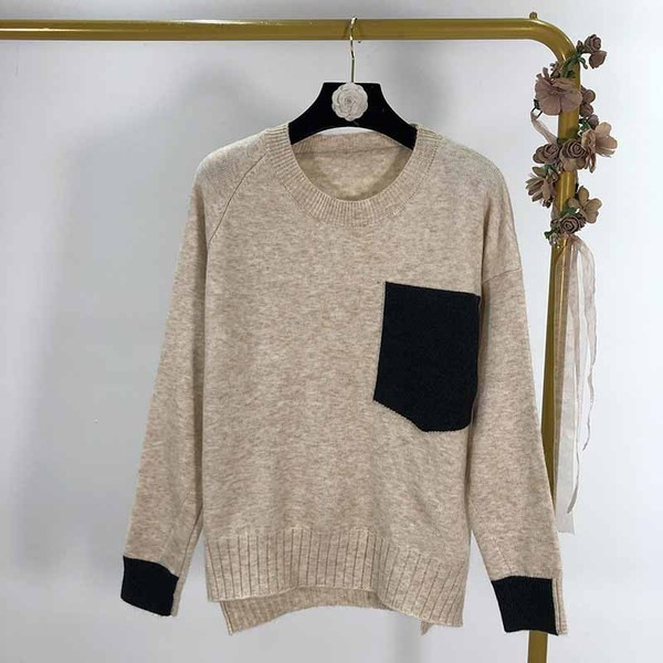 Pulover lat de zi cu zi cu buzunar în trei culori