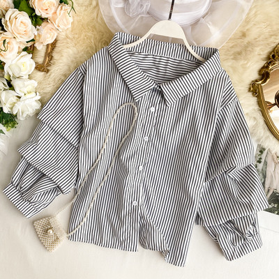 Női csíkos ing gallérral, három színben