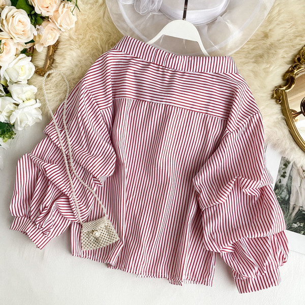 Női csíkos ing gallérral, három színben