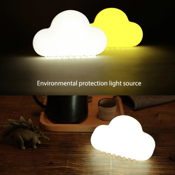 Нощна LED лампа във формата на облак в бял и жълт цвят 