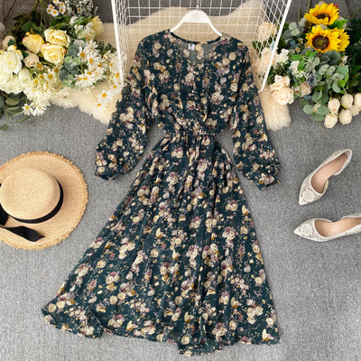 Καθημερινό γυναικείο φόρεμα με floral μοτίβο σε τέσσερα χρώματα