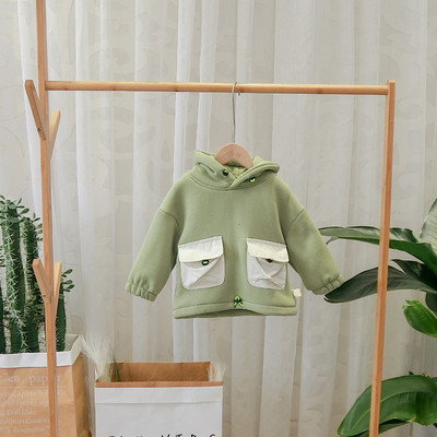 Νέο μοντέλο παιδικό φούτερ με κουκούλα και τσέπες σε πράσινο, μπλε και μοβ χρώμα