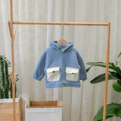 Νέο μοντέλο παιδικό φούτερ με κουκούλα και τσέπες σε πράσινο, μπλε και μοβ χρώμα