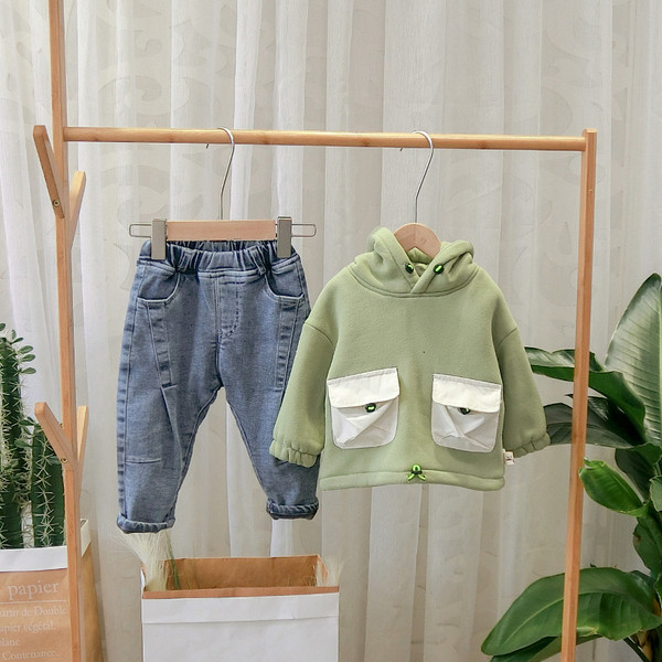 Νέο μοντέλο παιδικό φούτερ  με κουκούλα  και τσέπες σε πράσινο, μπλε και μοβ χρώμα