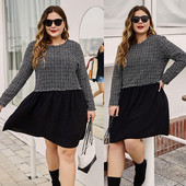 Rochie de damă în carouri decupată - numere mari