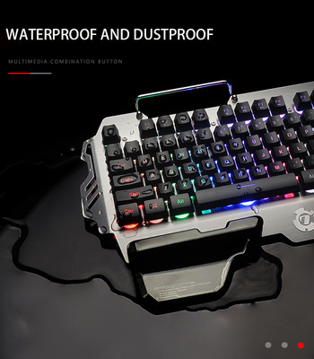 Алуминиева водоустойчива геймърска клавиатура с поставка за телефон
