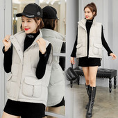 Vesta casual dama cu buzunare in negru si gri