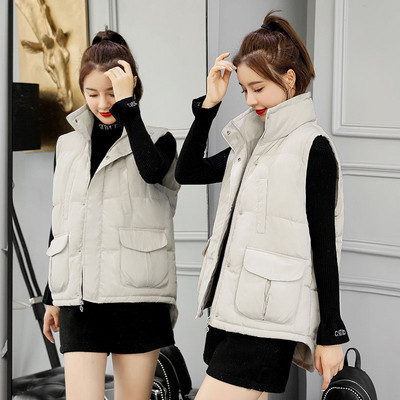 Vesta casual dama cu buzunare in negru si gri