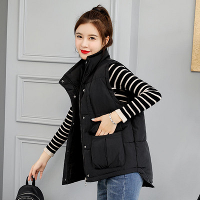 Vesta casual dama cu buzunare in negru si gri