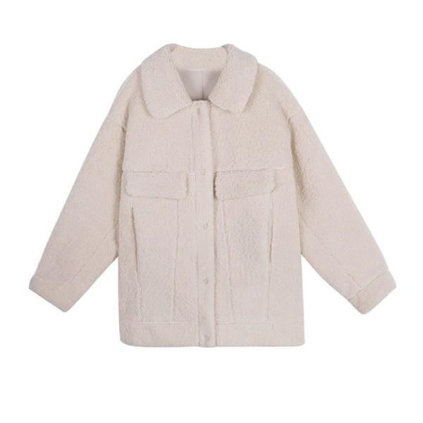 Geaca casual dama model larg in maro si alb