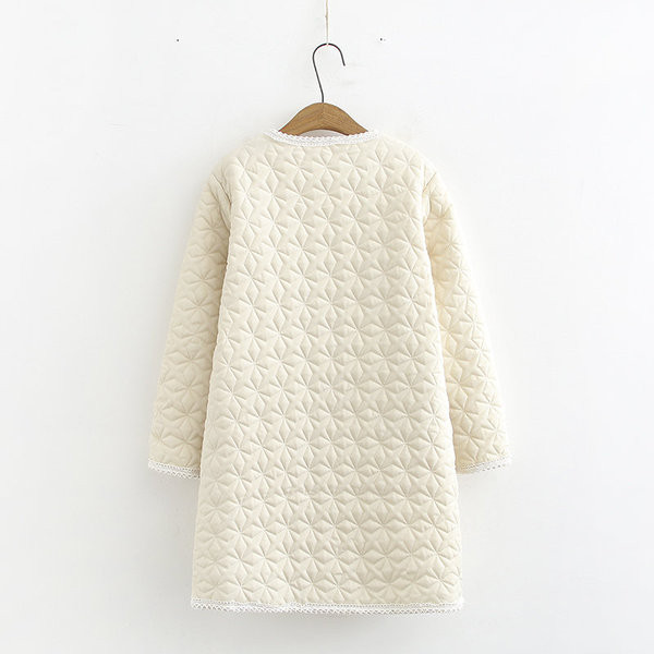 Μακρύ γυναικείο καθημερινό μπουφάν με τσέπες και κουμπιά μπεζ και μπλε χρώμα