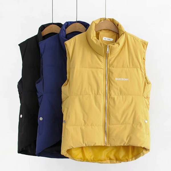 Casual γυναικείο γιλέκο με φερμουάρ και ψηλό γιακά σε κίτρινο, μπλε και μαύρο χρώμα