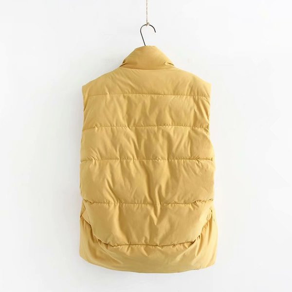 Casual γυναικείο γιλέκο με φερμουάρ και ψηλό γιακά σε κίτρινο, μπλε και μαύρο χρώμα