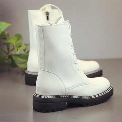 Ghete de dama moderne din piele ecologica in alb si negru