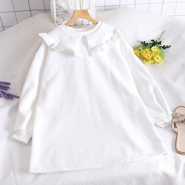 Γυναικεία casual μπλούζα με μακριά μανίκια και βολάν σε διάφορα χρώματα