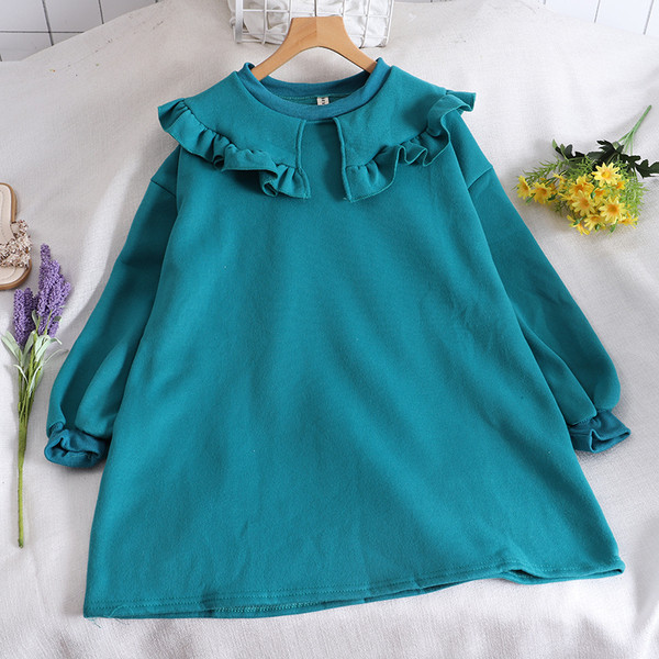 Γυναικεία casual μπλούζα με μακριά μανίκια και βολάν σε διάφορα χρώματα