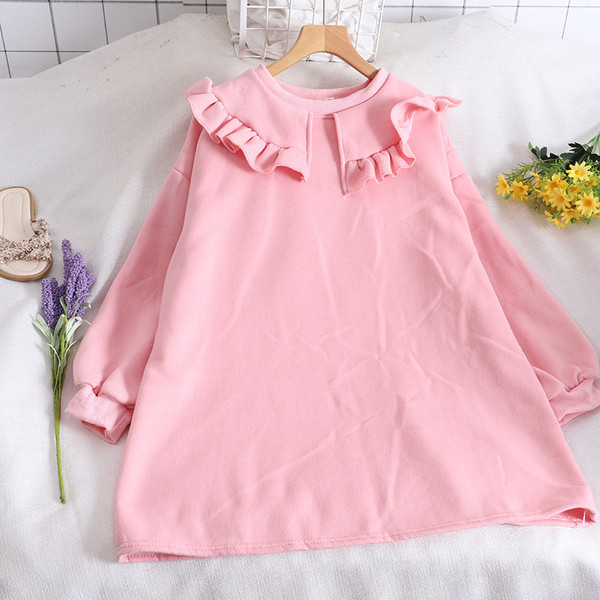 Γυναικεία casual μπλούζα με μακριά μανίκια και βολάν σε διάφορα χρώματα