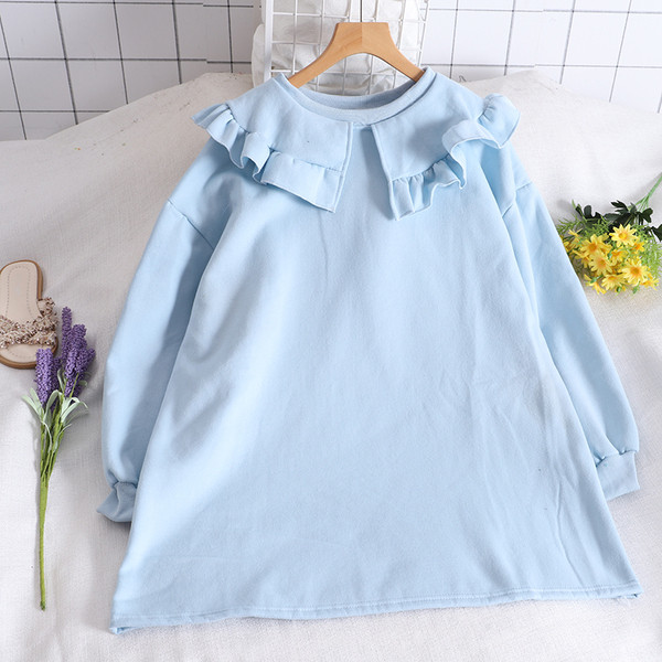 Γυναικεία casual μπλούζα με μακριά μανίκια και βολάν σε διάφορα χρώματα