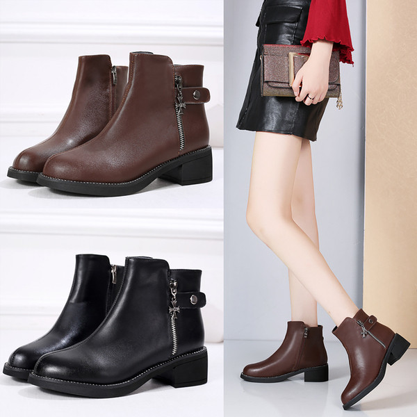 Cizme de dama din piele cu fermoar in trei culori