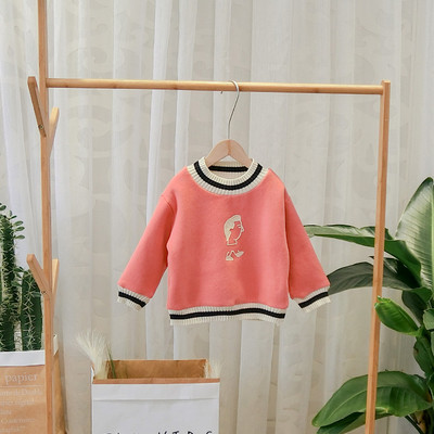 Μοντέρνο παιδικό φούτερ σε ροζ και πράσινο χρώμα με κεντήματα