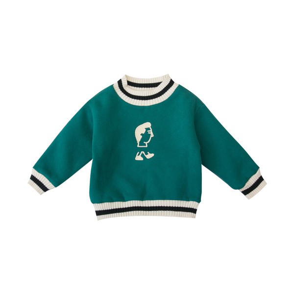 Μοντέρνο παιδικό φούτερ σε ροζ και πράσινο χρώμα με κεντήματα