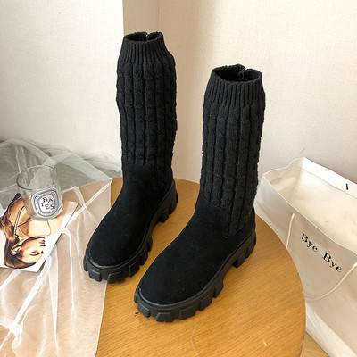 Cizme casual dama cu talpa aspra in negru - doua modele