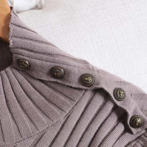 Μοντέρνο ασύμμετρο μοντέλο γυναικείο πουλόβερμε υψηλό γιακά σε πέντε χρώματα