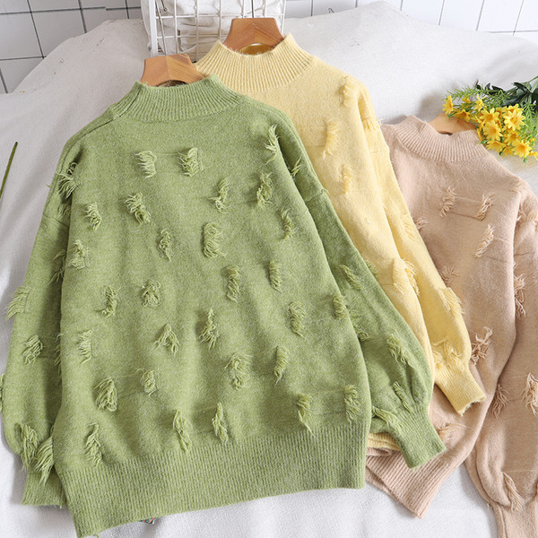 Pulover de dama in mai multe culori cu guler inalt