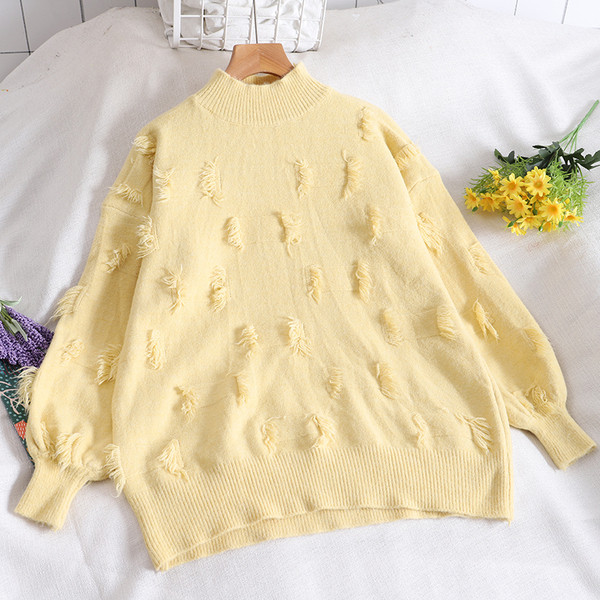 Pulover de dama in mai multe culori cu guler inalt