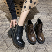 Κορυφαίες γυναικείες έκο δερμάτινες μπότες με κορδόνια σε καφέ και μαύρο χρώμα