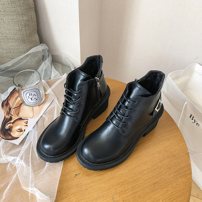 Κορυφαίες γυναικείες έκο δερμάτινες μπότες με κορδόνια σε καφέ και μαύρο χρώμα