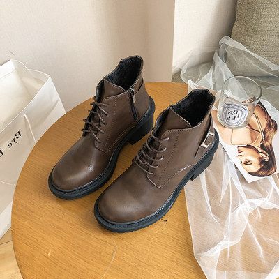 Κορυφαίες γυναικείες έκο δερμάτινες μπότες με κορδόνια σε καφέ και μαύρο χρώμα