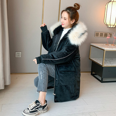 Geaca de iarna moderna de dama din catifea cu puf pe gluga in mai multe culori