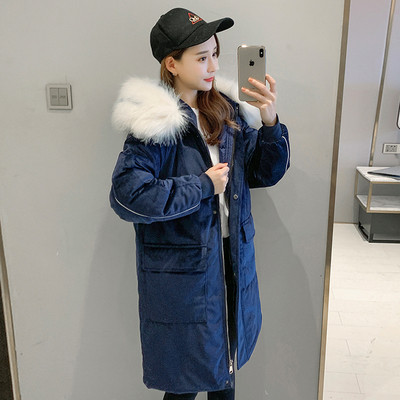 Geaca de iarna moderna de dama din catifea cu puf pe gluga in mai multe culori