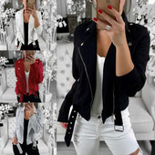 Σύντομο μοντέρνο μπουφάν με φερμουάρ σε τέσσερα χρώματα