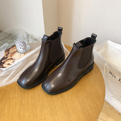 Γυναικείες casual μπότες από οικολογικό δέρμα, με σόλα σε καφέ και μαύρο χρώμα