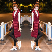 Γυναικείο μακρύ γιλέκο με κουμπιά σε μαύρο και κόκκινο χρώμα