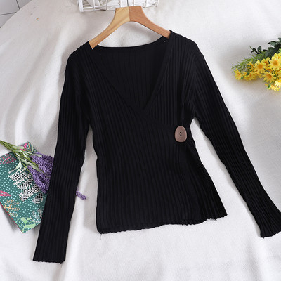 Casual γυναικείο πουλόβερ με κουμπί και μακρύ μανίκι σε τρία χρώματα