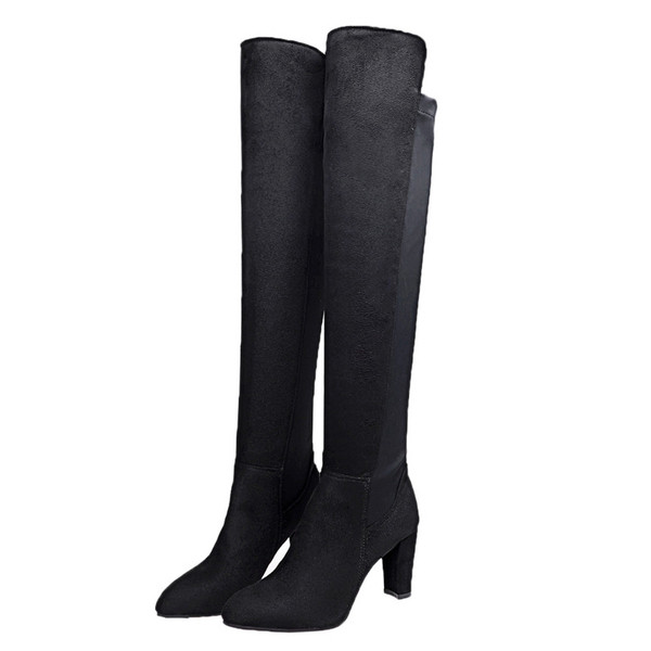 Μοντέρνες γυναικείες μπότες με φερμουάρ και παχιά τακούνια σε τρία χρώματα