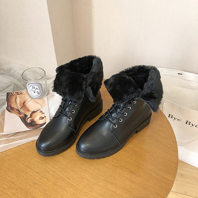 Model nou de cizme dama cu sireturi si captuseala moale in negru si maro - doua modele