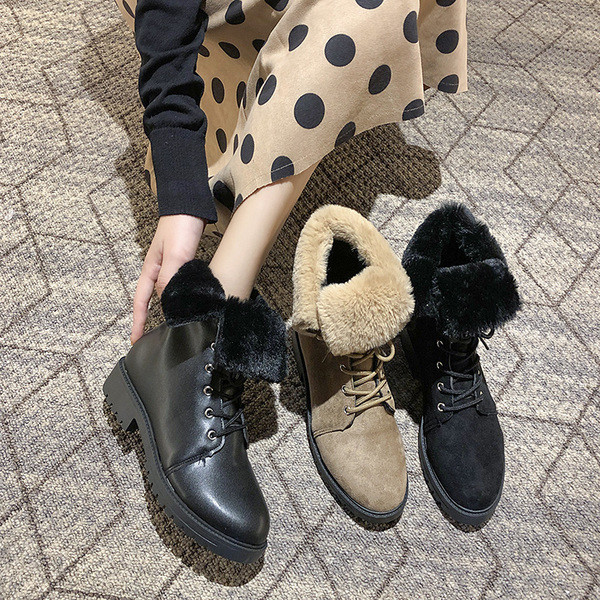 Model nou de cizme dama cu sireturi si captuseala moale in negru si maro - doua modele