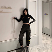 Pantaloni sport și casual de damă cu buzunare în negru