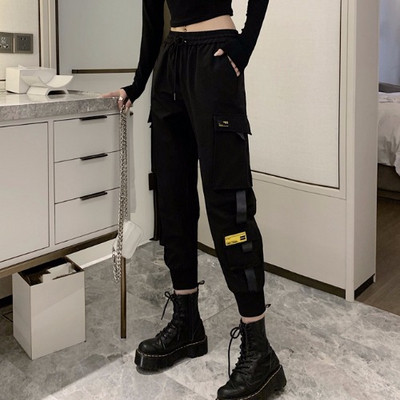 Pantaloni sport și casual de damă cu buzunare în negru